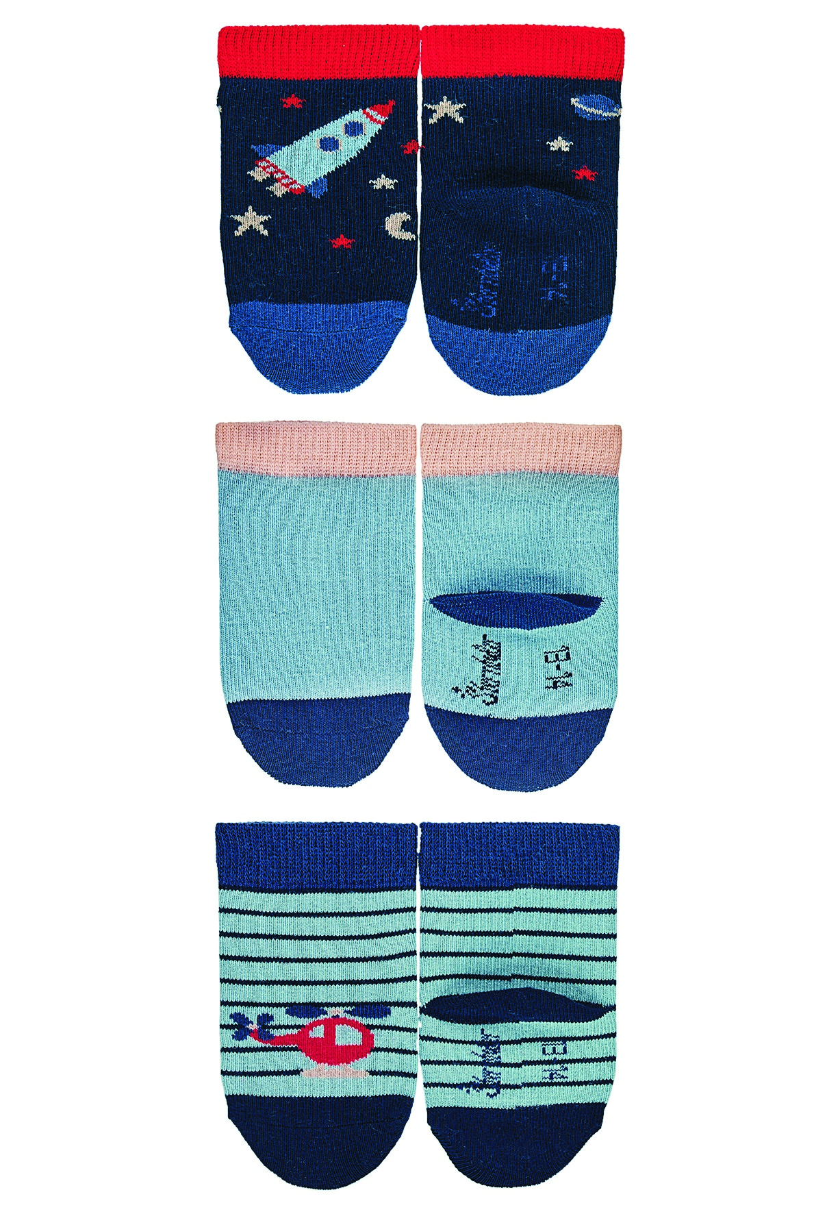 Sterntaler kojenecké ponožky chlapecké 3 páry tmavě modré raketa 8312120