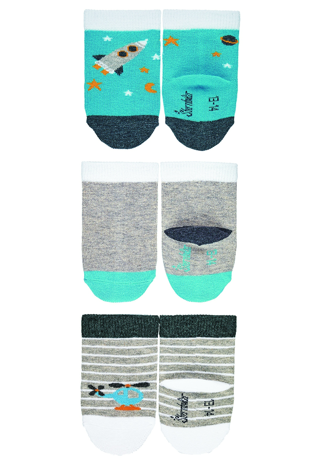 Sterntaler kojenecké ponožky chlapecké 3 páry šedé raketa 8312120
