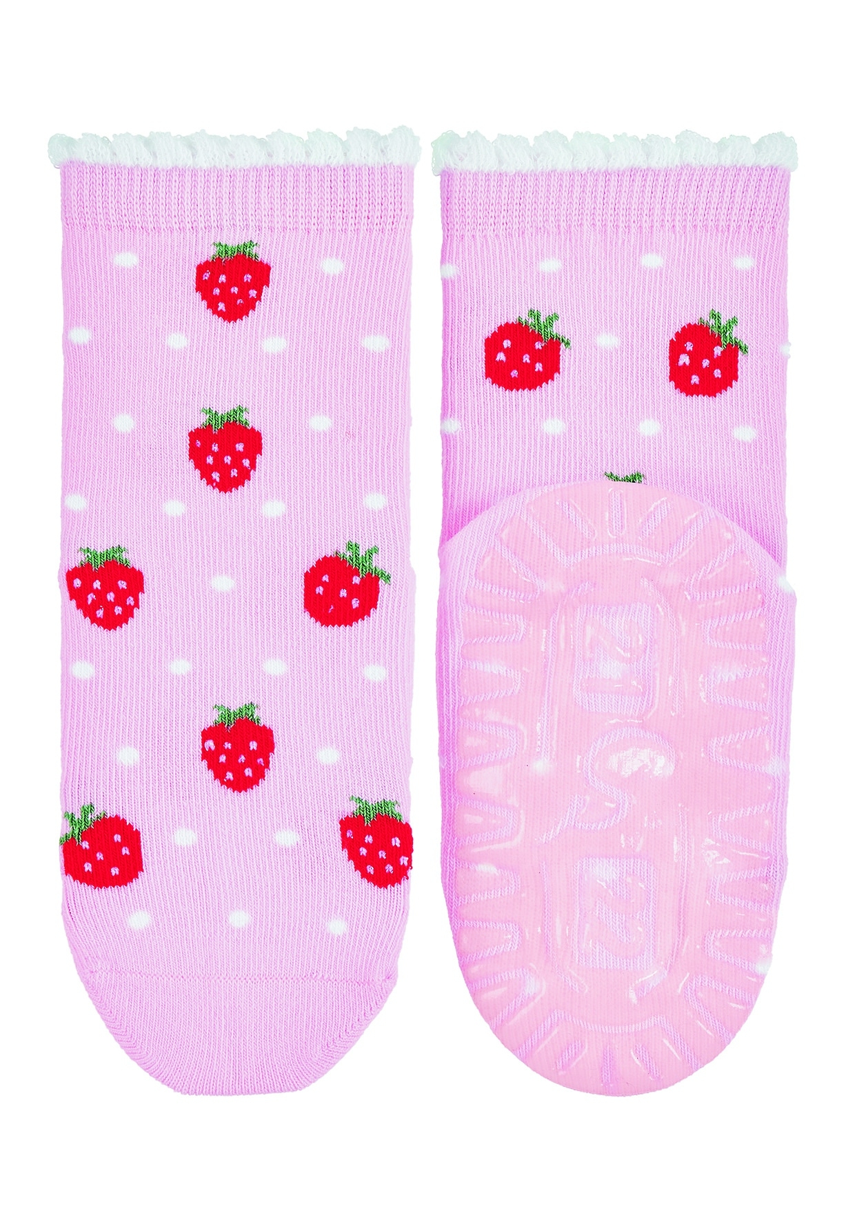 Sterntaler ponožky ABS protiskluzové chodidlo SUN jahůdky, růžové 8022106