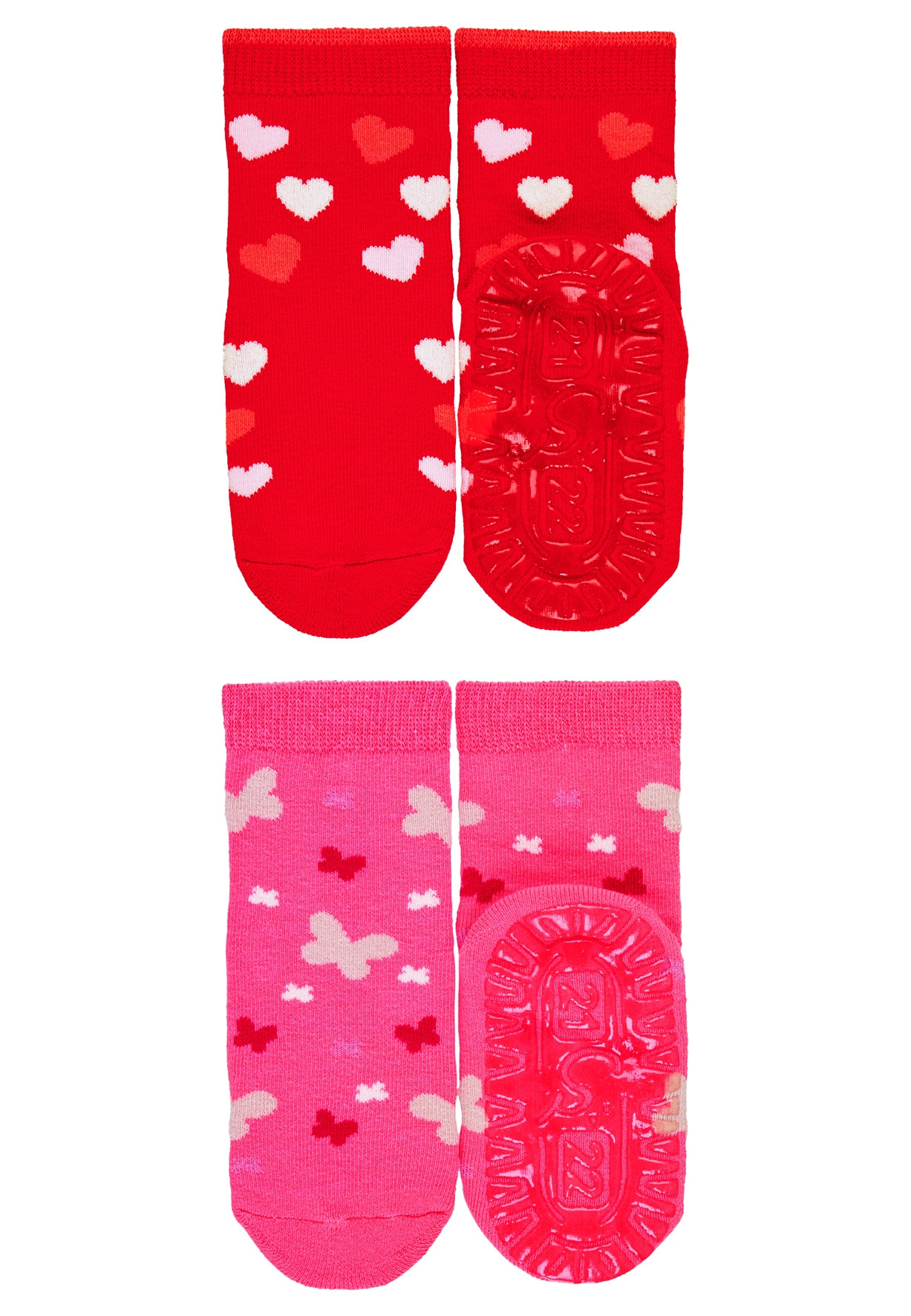 Sterntaler ponožky ABS protiskluzové chodidlo AIR, 2 páry, srdíčka, červené 8032126