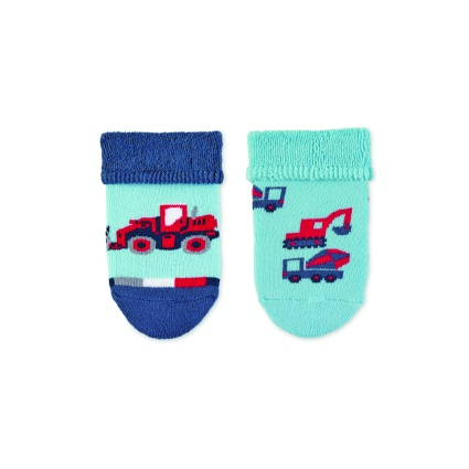 Sterntaler ponožky kojenecké s manžetkou, 3 páry, stavební stroje, světle modré 8302120