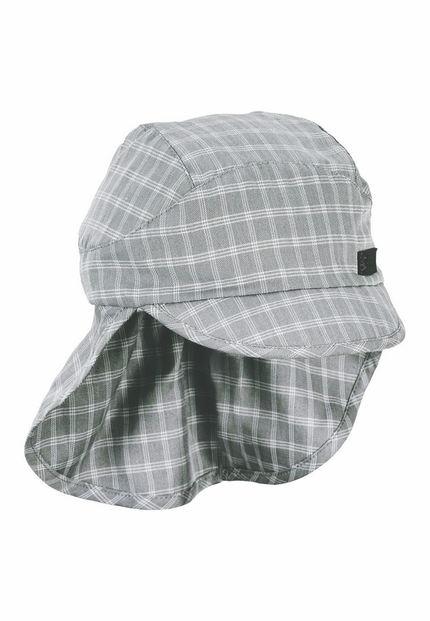 Sterntaler čepička s plachetkou UV 50+ šedá, kostky 1612143