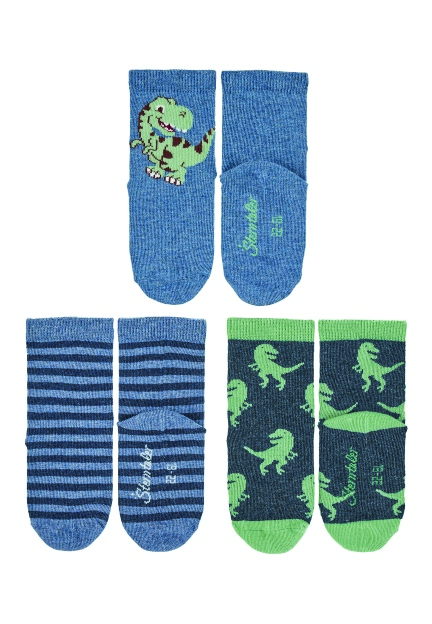 Sterntaler ponožky 3 páry, chlapecké dinosauři  modré 8422120