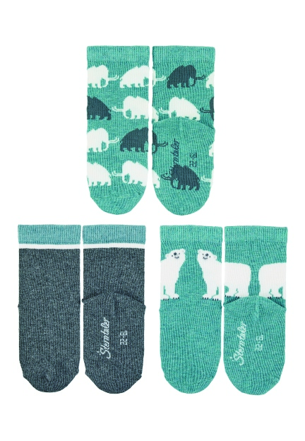 Sterntaler ponožky 3 páry, chlapecké lední medvěd tyrkysové 8422121