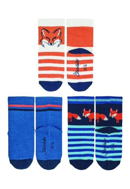 Sterntaler ponožky 3 páry, chlapecké liška, modré 8422122