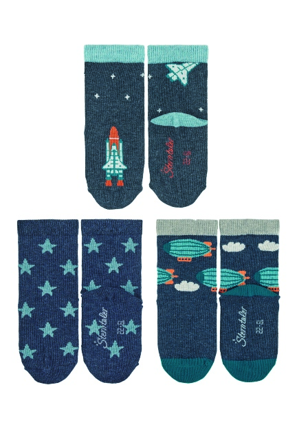 Sterntaler ponožky 3 páry, chlapecké, vzducholoď, modré 8422123