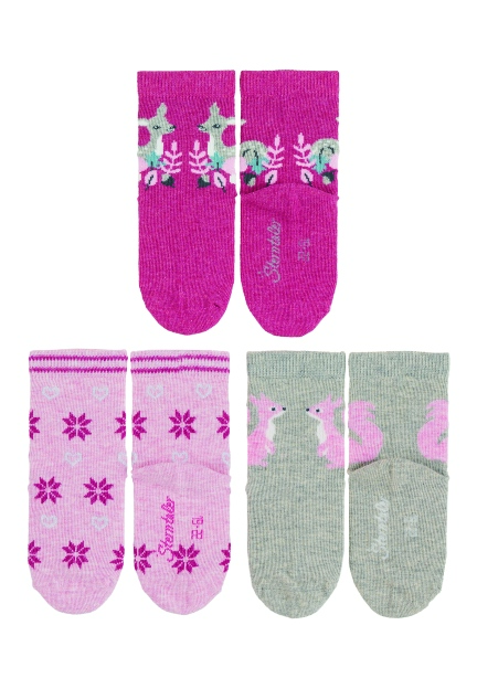 Sterntaler ponožky 3 páry, dívčí, růžové srnka  8422124