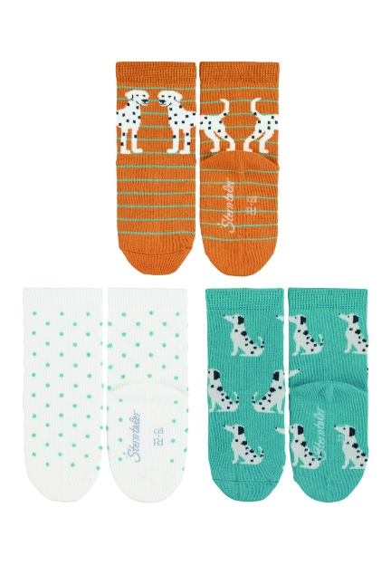 Sterntaler ponožky 3 páry, dívčí, dalmatin, krémové  8422126