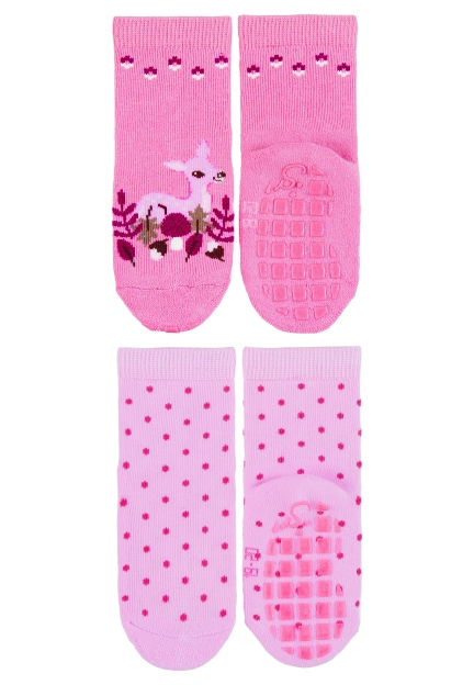 Sterntaler ponožky protiskluzové ABS 2 páry srnka, růžové 8102123
