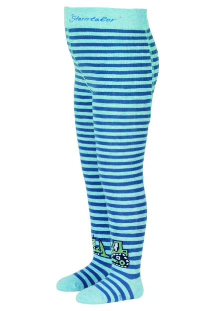 Sterntaler punčocháče s obrázky modré, proužky, bagr 8702103