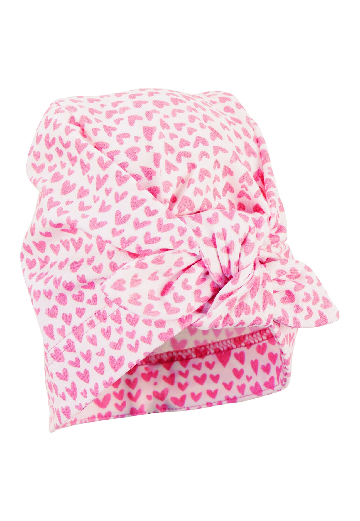 Sterntaler čepička dívčí s uzlem, krémová se srdíčky, bavlněný jersey UV 30+,1412160