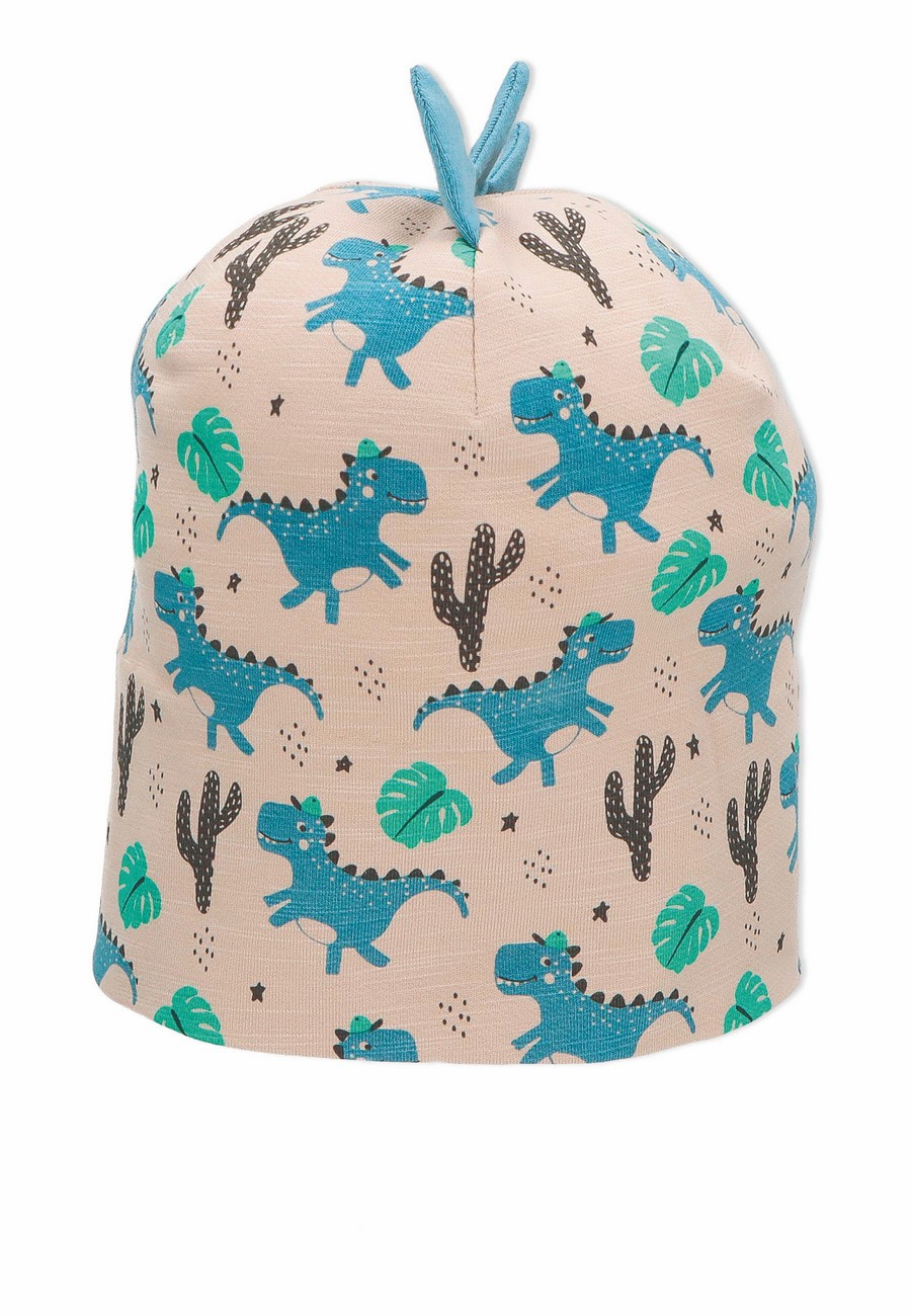 Sterntaler čepice jerzey spadlá krémová chlapecká UV 50+ dinosauři 1612263