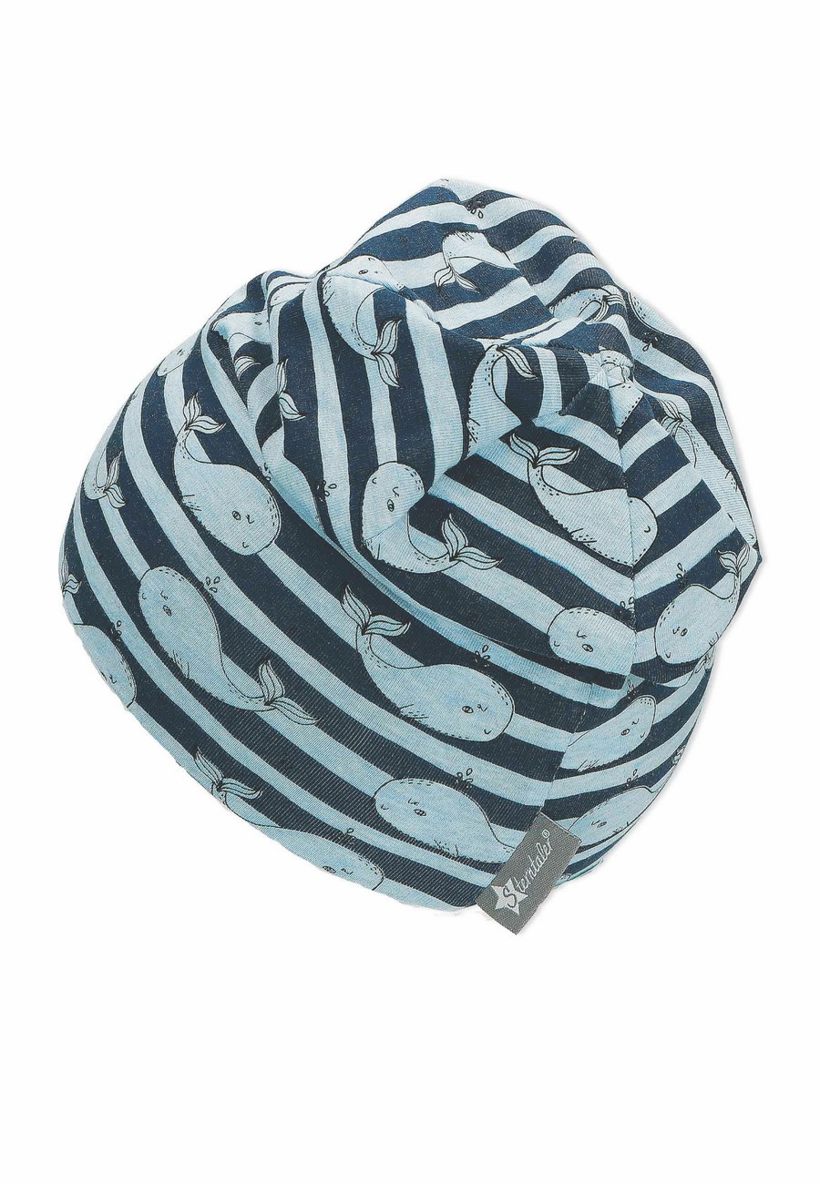 Sterntaler čepice jerzey spadlá modrá chlapecká UV 30+ velryby 1612262