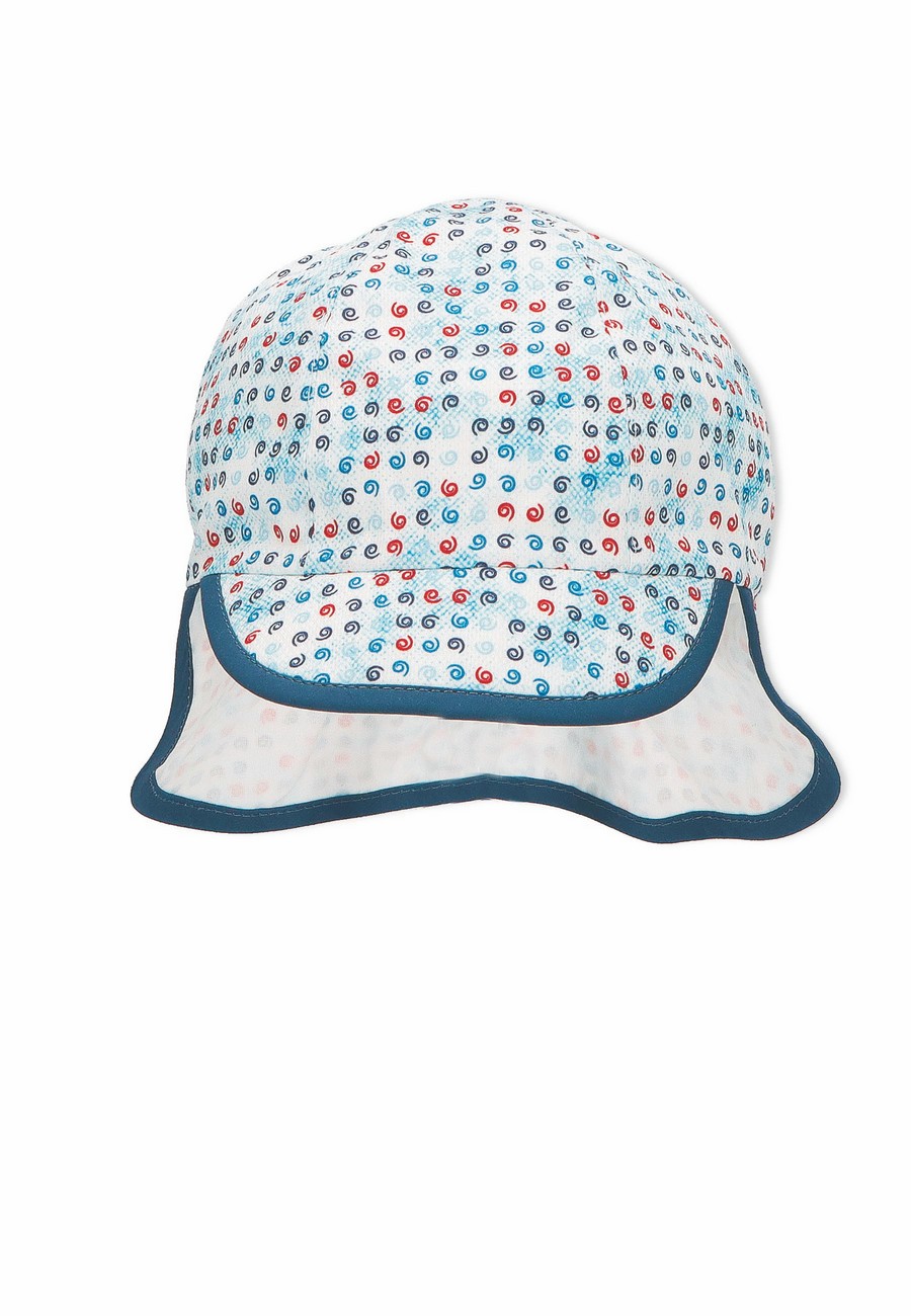 Sterntaler čepička baby chlapecká s plachetkou UV 50+bílá, spirálky 1602231