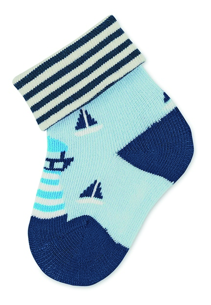 Sterntaler kojenecké ponožky s manžetou chlapecké 3 páry modré plachetnice,žralok 8312251