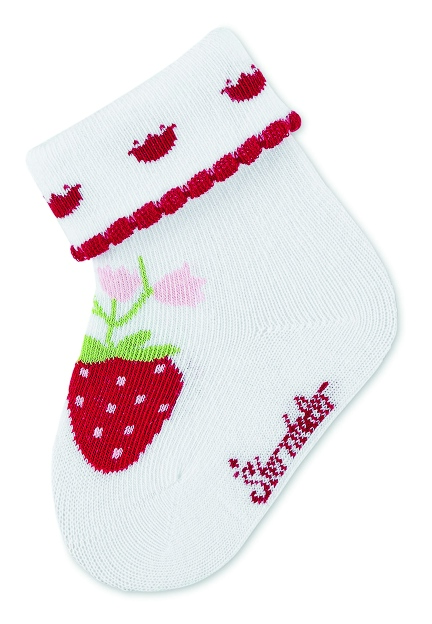 Sterntaler kojenecké ponožky s manžetou dívčí 3 páry jahůdka, motýli bílé 8312253