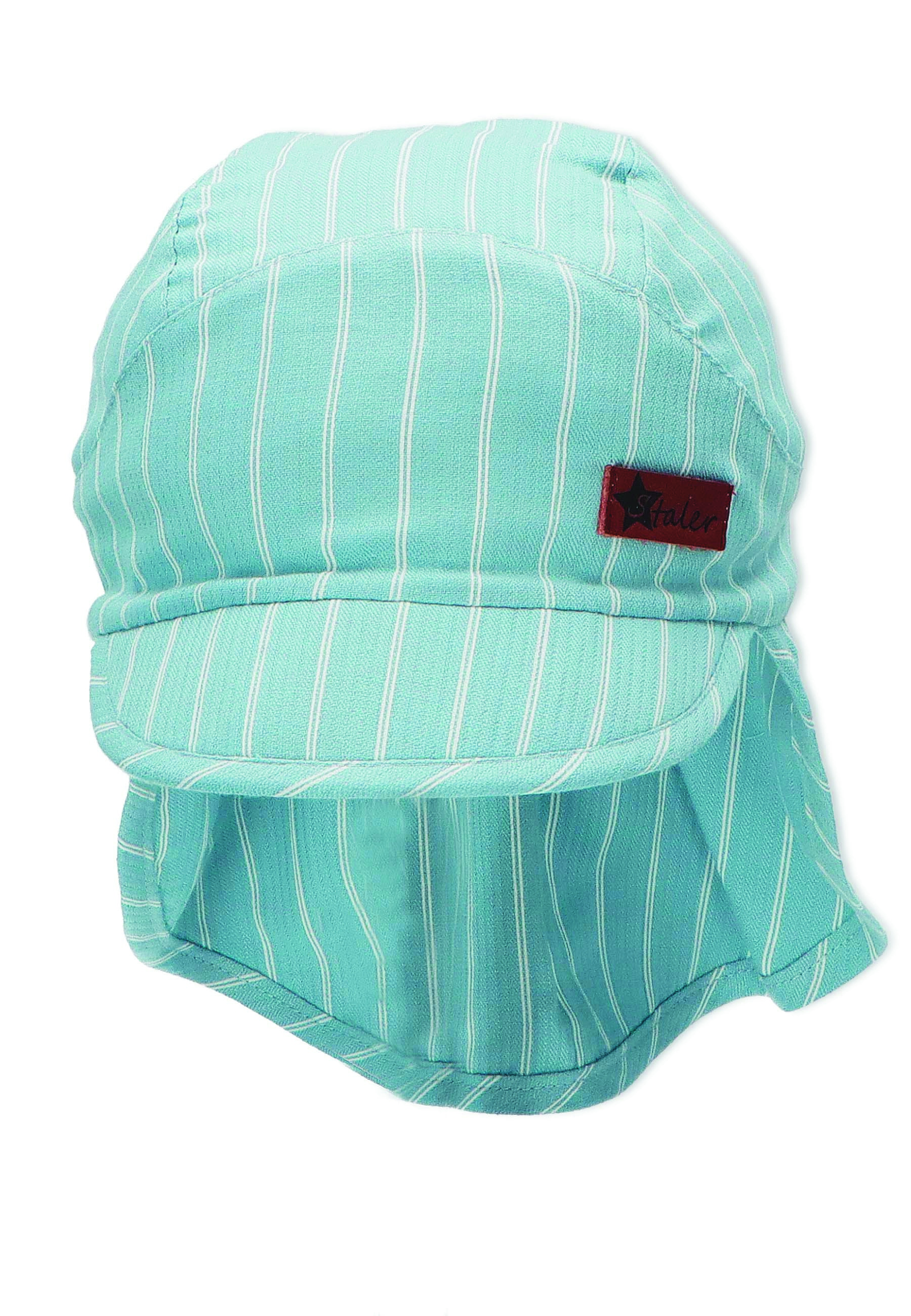 Sterntaler čepička chlapecká s plachetkou, UV 30+, modrá, bílý proužek 1612245