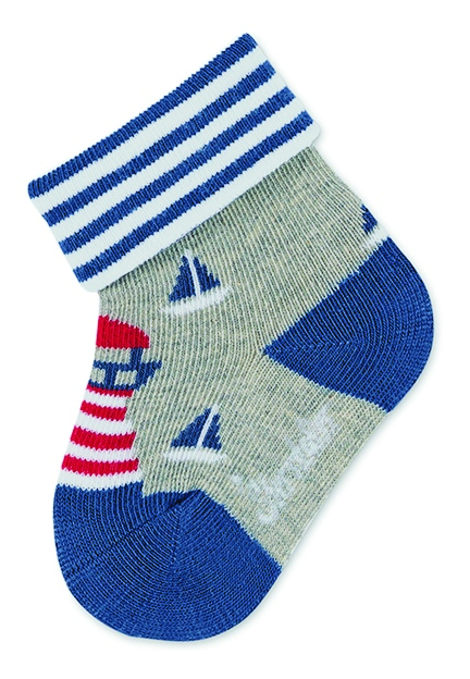 Sterntaler kojenecké ponožky s manžetou chlapecké 3 páry šedé plachetnice, žralok 8312251