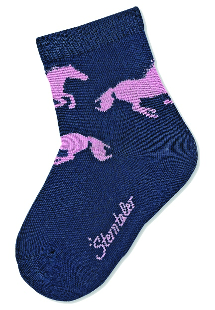 Sterntaler ponožky dívčí 3 páry, modré, koně, srdíčka, kytičky 8322226
