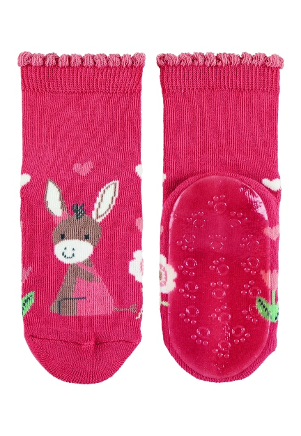 Sterntaler ponožky ABS protiskluzové chodidlo AIR červené, oslík Emmily 8152187