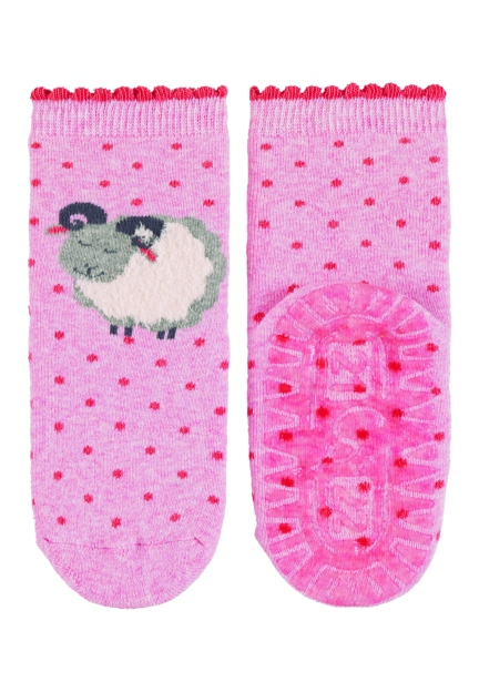 Sterntaler ponožky ABS protiskluzové chodidlo SOFT proužky, beránek, růžové 8142110