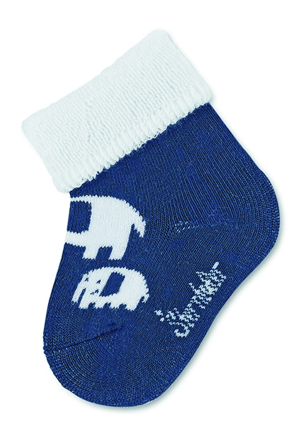 Sterntaler Ponožky kojenecké, 3 páry, froté, manžetka, tmavě modré, sloni, hvězda 8302221