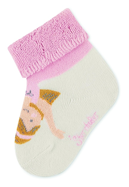 Sterntaler Ponožky kojenecké, 3 páry, froté, manžetka, krémové, růžové, baletka, srdíčka 8302222