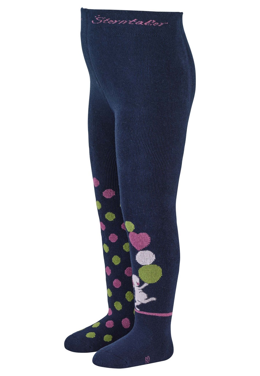 Sterntaler Punčocháče termo froté, zimní, dívčí, tmavě modré s myškou a puntíky 8722207