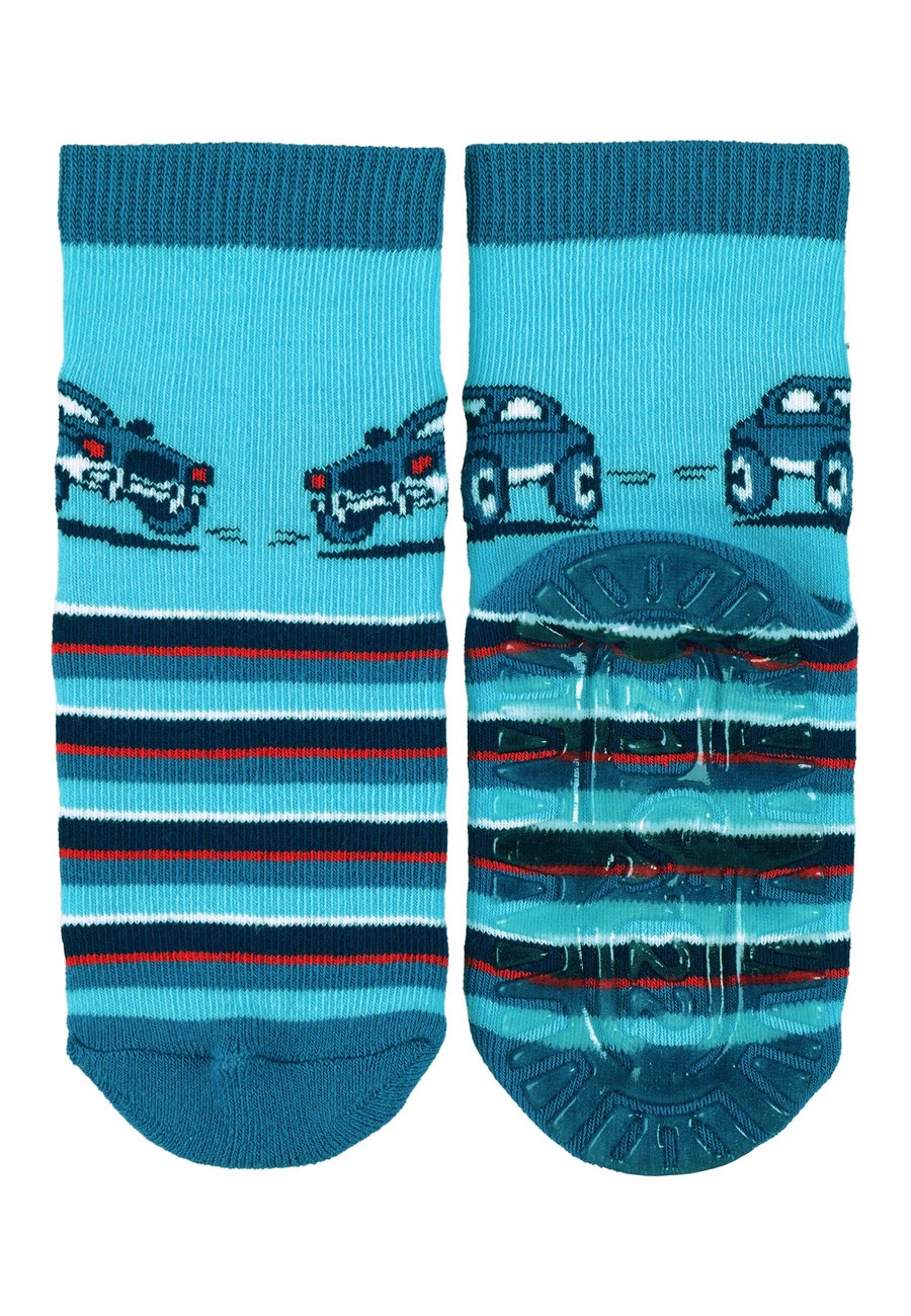 Sterntaler ponožky ABS protiskluzové chodidlo AIR, auto, modrý proužek 8132201