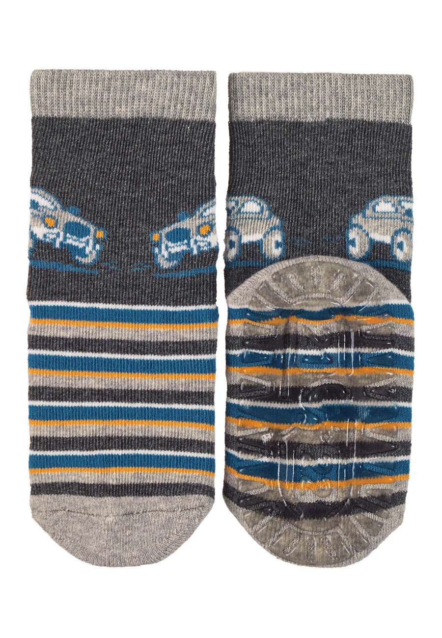 Sterntaler ponožky ABS protiskluzové chodidlo AIR, auto, šedý proužek 8132201