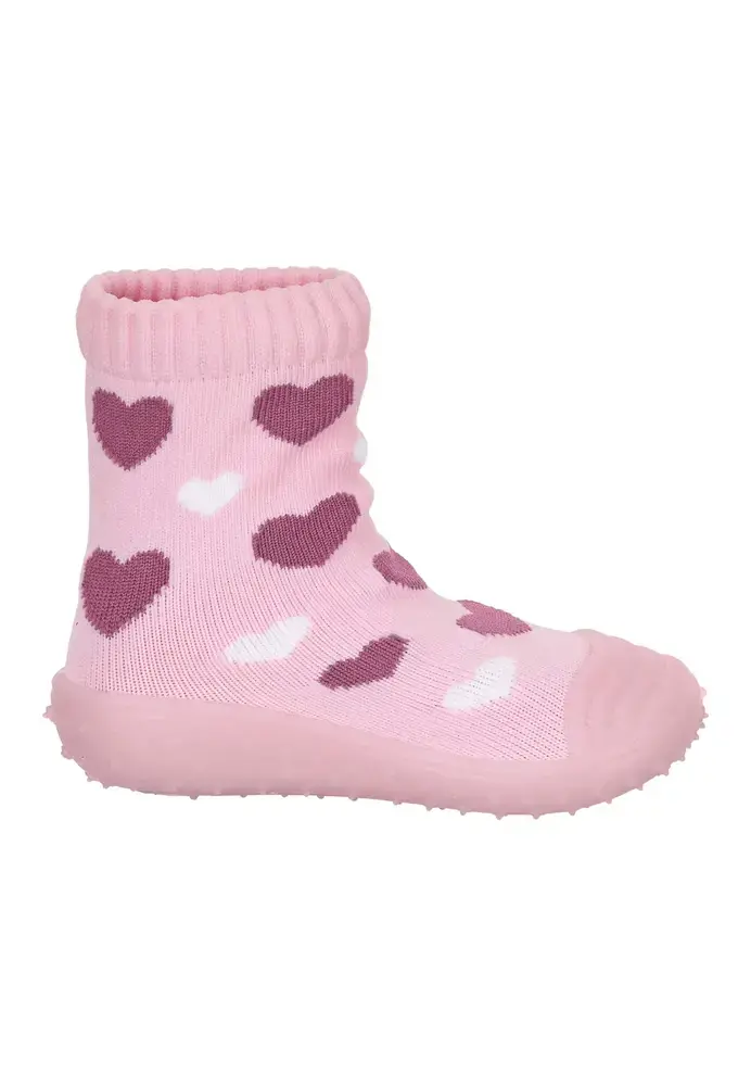Sterntaler barefoot ponožkoboty dětské růžové, srdíčka 8362201