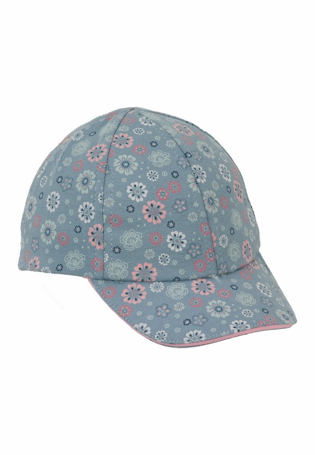 Sterntaler kšiltovka dívčí UV 15 modrá, kytičky 1412131