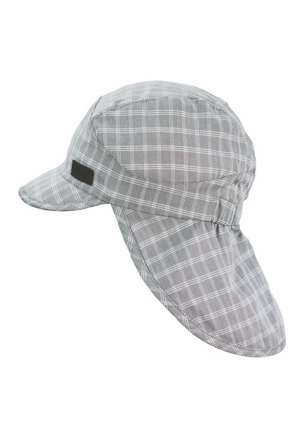 Sterntaler čepička s plachetkou UV 50+ šedá, kostky 1612143