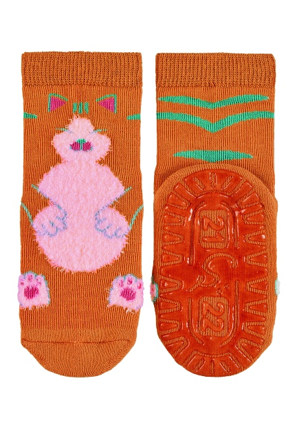 Sterntaler ponožky ABS protiskluzové chodidlo AIR oranžové kočka 8132108