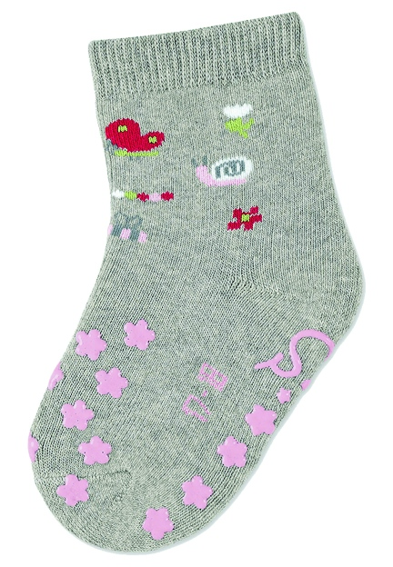 Sterntaler ponožky na lezení protiskluzové dívčí 2 páry růžové, šedé jahůdka s froté uvnitř 8012223
