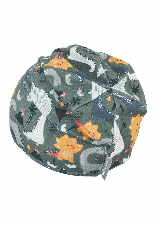 Sterntaler čepice jerzey spadlá antracitová chlapecká UV 15+ mix dinosauři 1612161