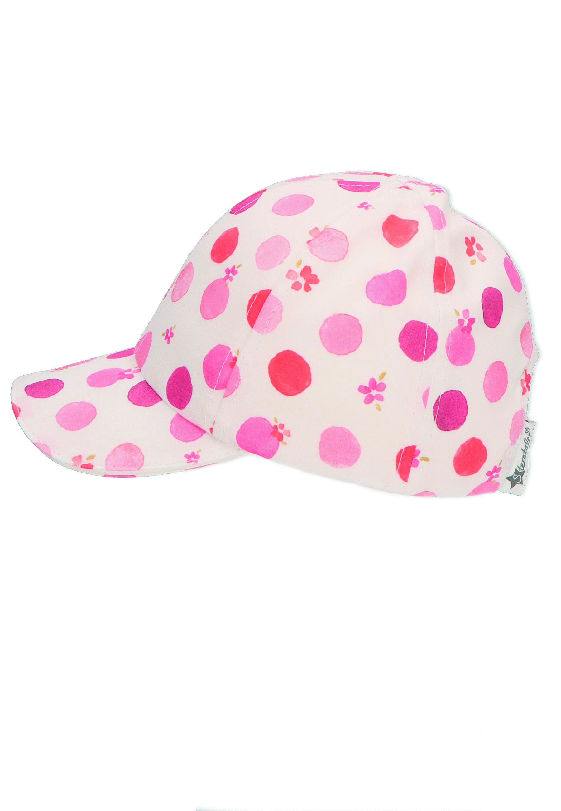 Sterntaler kšiltovka dívčí, krémová UV 50+ BIO bavlna, kolečka, kytičky 1412230