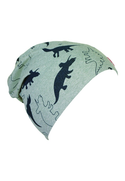 Sterntaler čepice zimní, chlapecká, spadlá, šedá, černošedí dinosauři 4622103