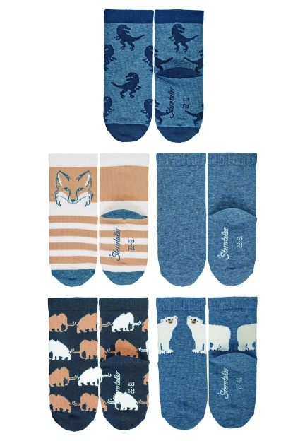 Sterntaler ponožky 5 párů chlapecké modré, mamuti 8422140
