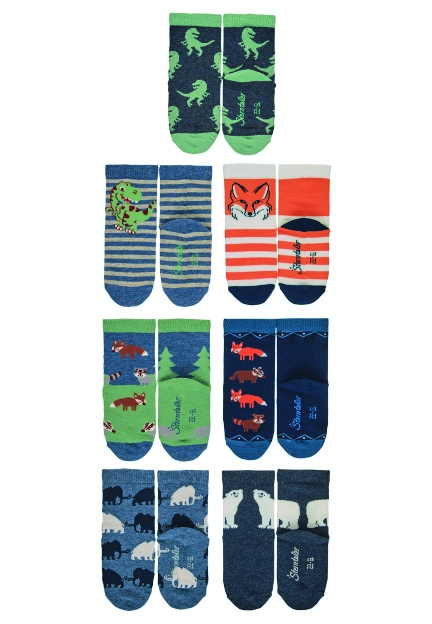 Sterntaler ponožky 7 párů chlapecké tmavě modré, mamuti 8422150