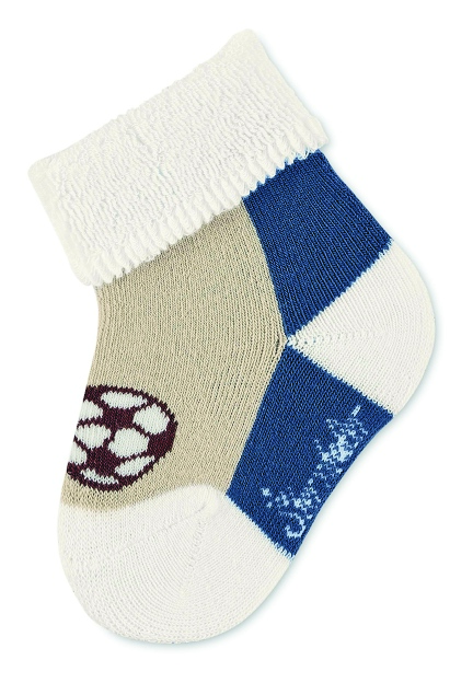 Sterntaler Ponožky kojenecké, 3 páry, froté, manžetka, tmavě modré, fotbalista, míč, auto 8302220