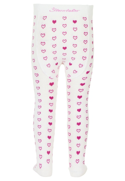 Sterntaler punčocháče s obrázky, dívčí, krémové, srdíčka 8702104