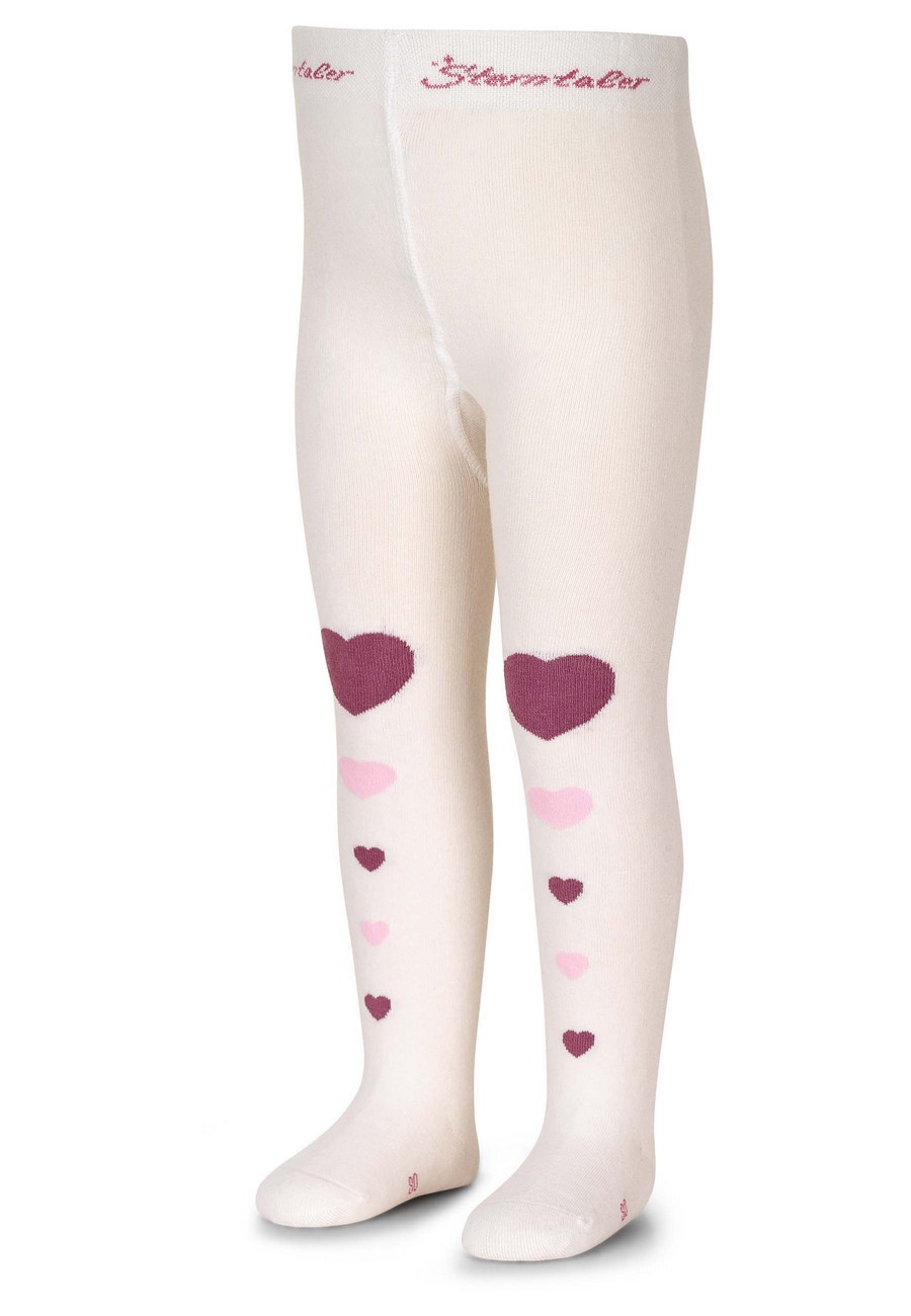 Sterntaler punčocháče s obrázky, dívčí, krémové, srdíčka 8702205