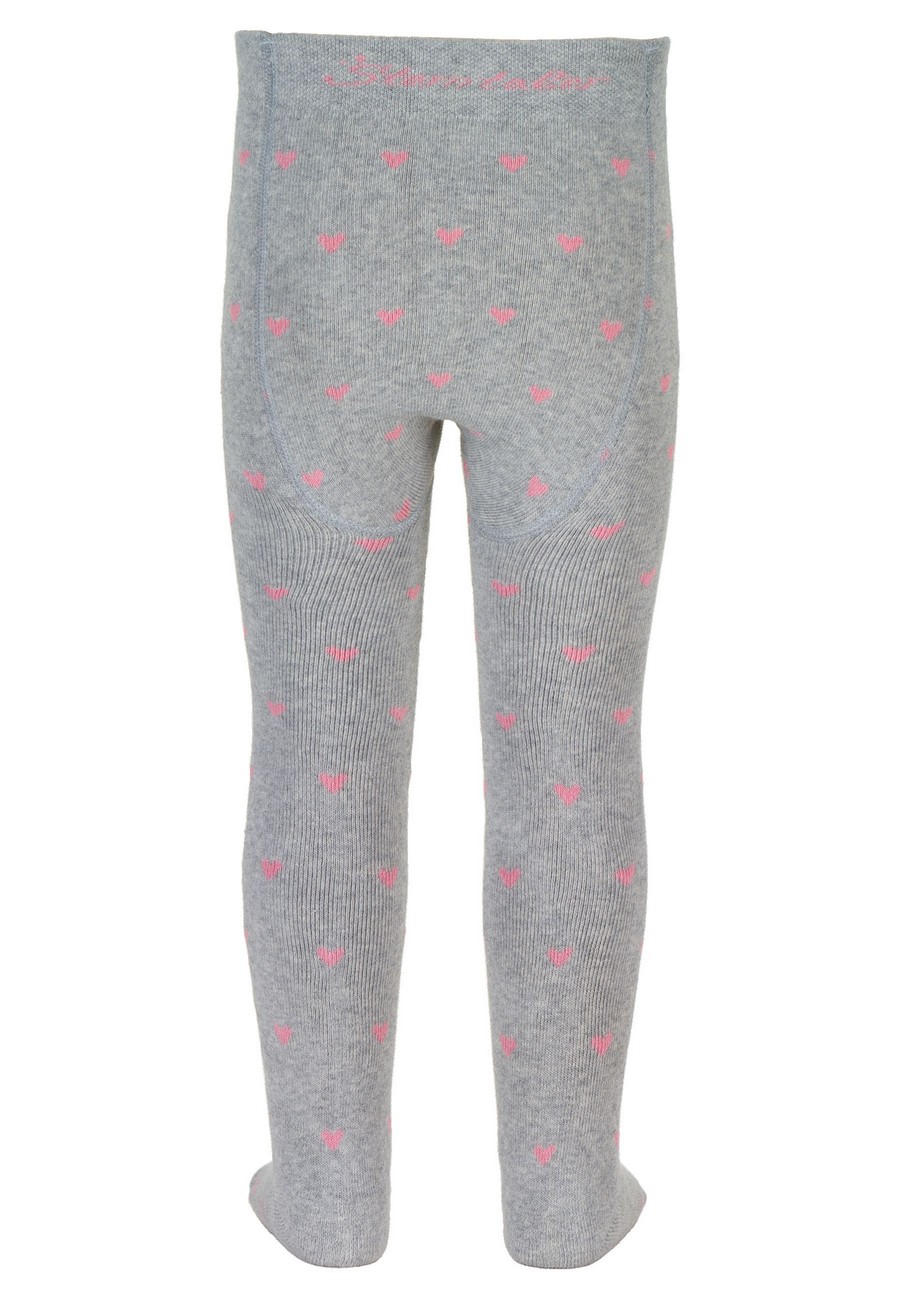 Sterntaler Punčocháče termo froté, zimní, šedé , malé srdíčka 8722206