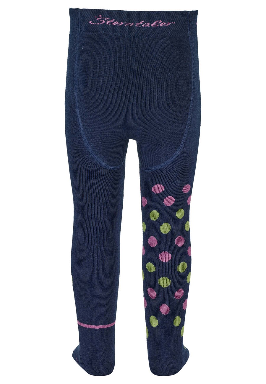 Sterntaler Punčocháče termo froté, zimní, dívčí, tmavě modré s myškou a puntíky 8722207