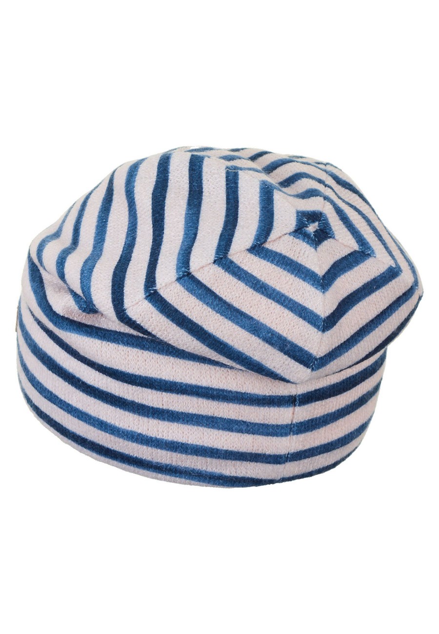 Sterntaler čepice zimní, uni, spadlá, světle hnědá, modré proužky 4602204