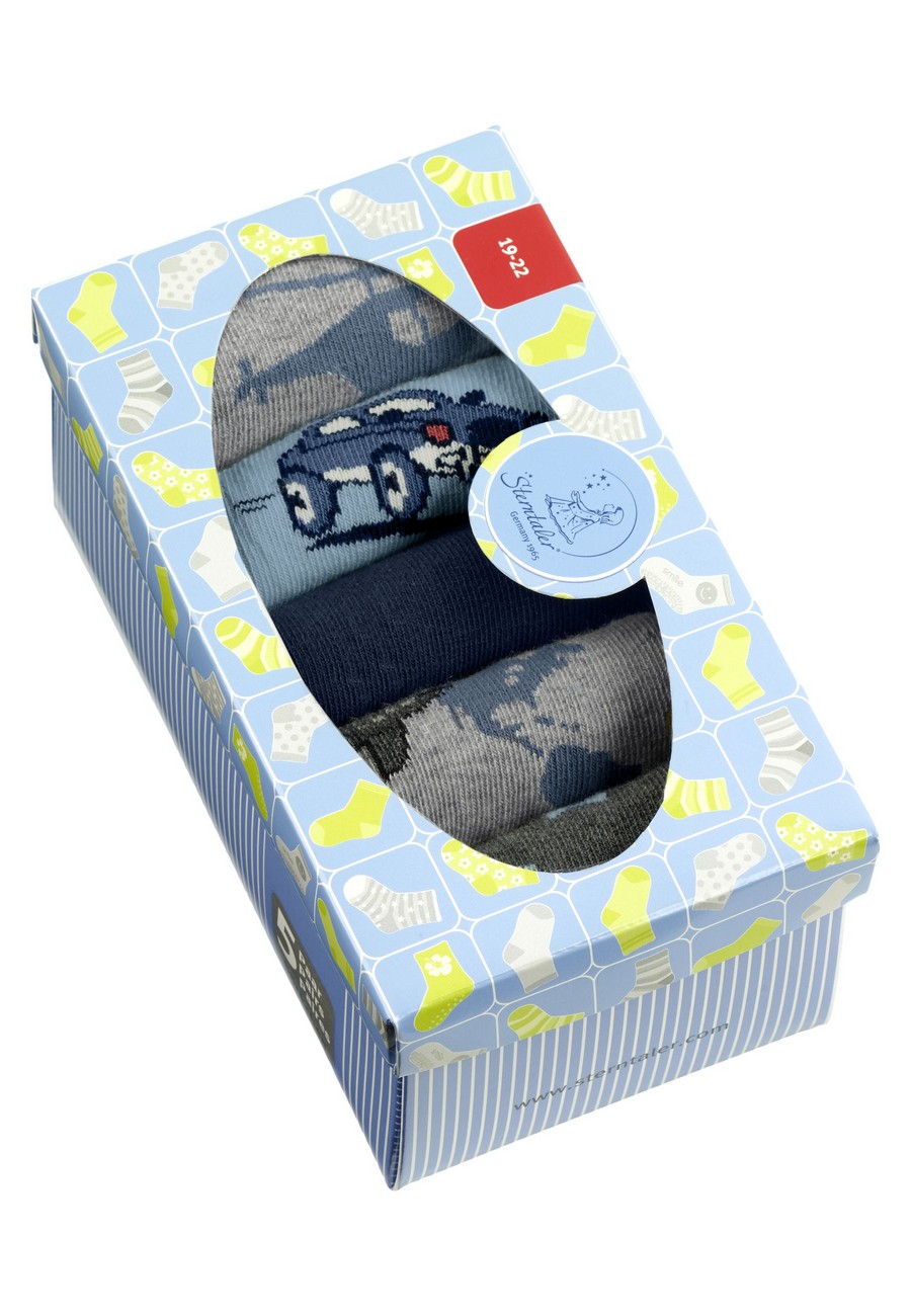 Sterntaler ponožky 5 párů v boxu, chlapecké, modré, šedé, auto, vrtulníky, letadla 8422241