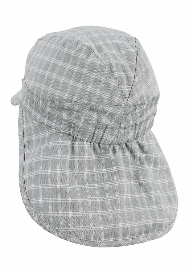 Sterntaler čepička s plachetkou UV 50+ šedá, kostky 1612143