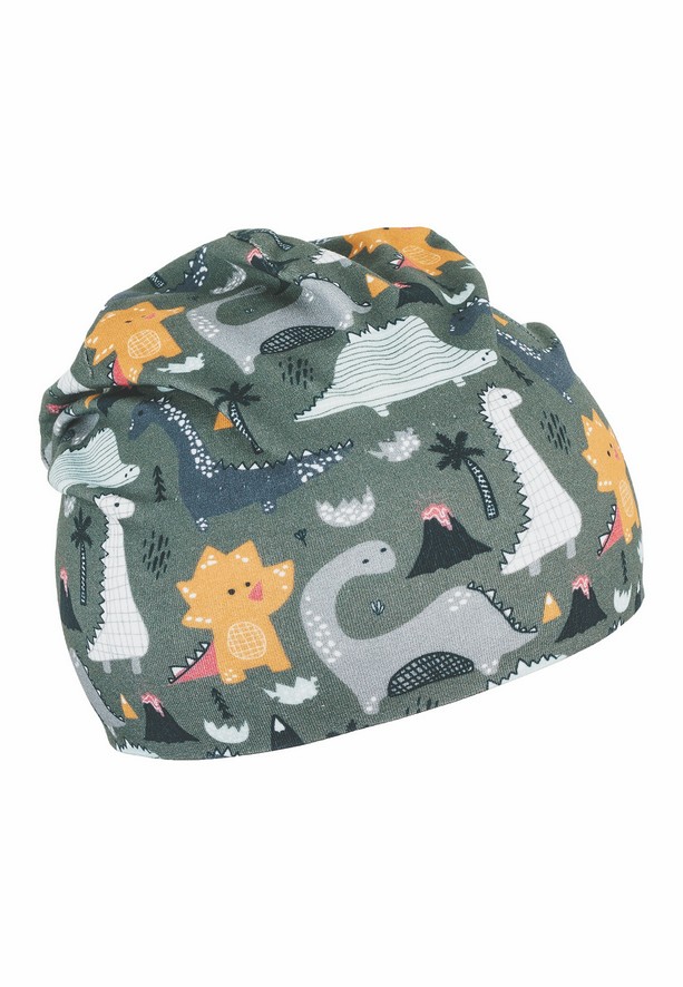 Sterntaler čepice jerzey spadlá antracitová chlapecká UV 15+ mix dinosauři 1612161