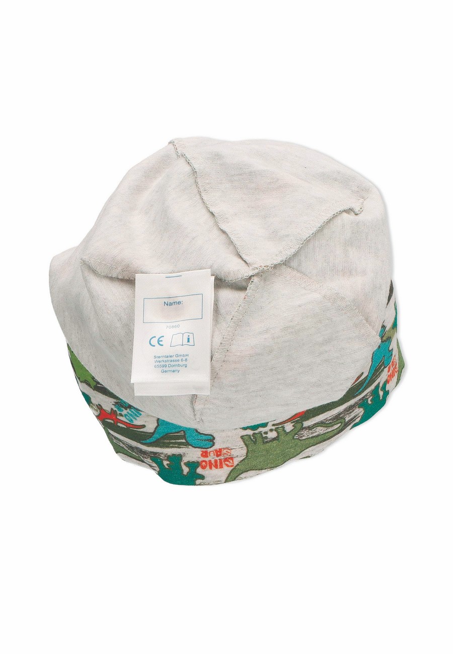 Sterntaler čepice jerzey spadlá šedá chlapecká UV 50+ dinosauři 1622230